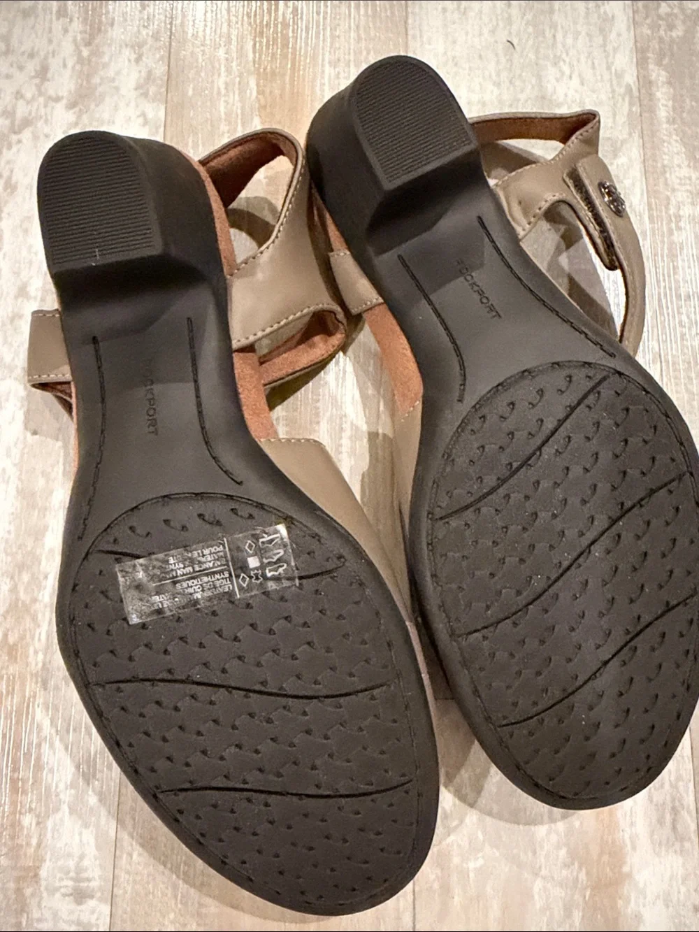 Rockport Women's Taupe Leather Slingback Heels